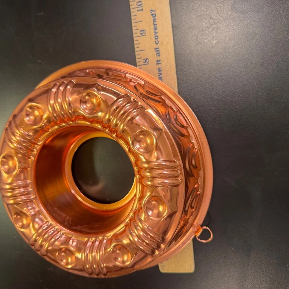 Vintage Copper Jello Mold Cake Pan 7.5 Inch Rose Gold Fluted Wall Decor 3.5 Cup